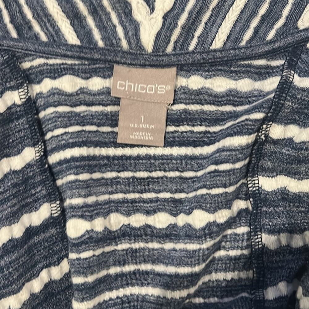 Chico’s Striped Cardigan & Tank Set Size M Coastal Grandma Minimalist - Picture 5 of 12